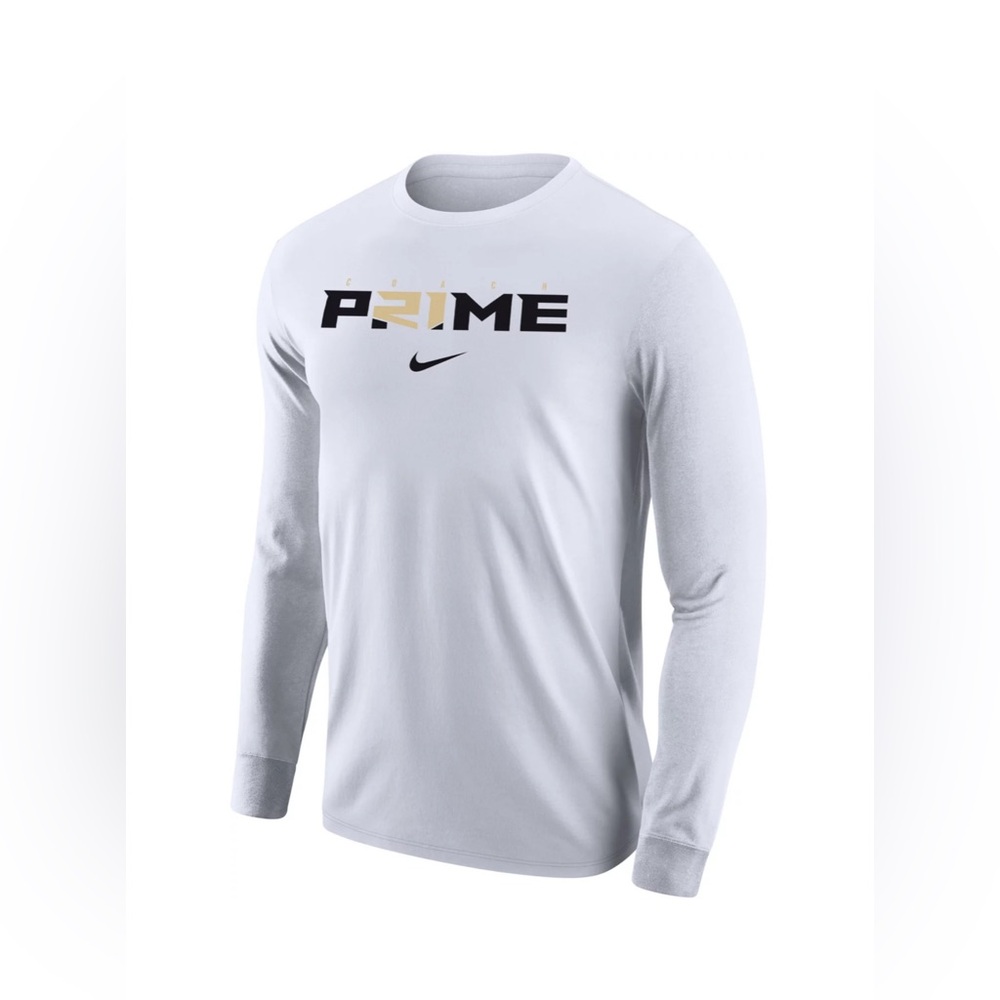 NWT Nike Men's Coach Prime White Core Cotton Long Sleeve T-Shirt